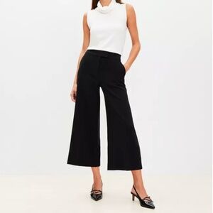LOFT Black Wide Leg Cropped Pants